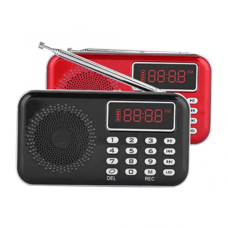 С широким диапазоном, цифровой радиоприемник Шум шумоподавления Fm радио Usb/Tf/Aux голосовое Запись Mp3 плеер радио W/Pw Cut памяти-черный