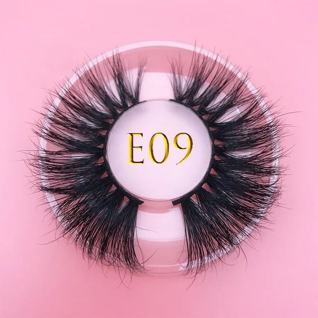 25mm E06 MIKIWI 100% handmade natural  thick  Eye lashes wispy makeup extention tools 3D mink hair volume soft false  eyelashes E09 round case