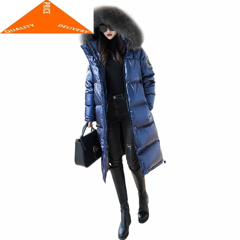 Женские зимние куртки 20% белый светильник в виде утки парки + Большие меховые