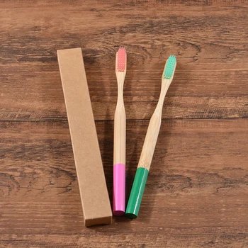 10-Pack Eco Friendly Bamboo Toothbrush Soft Bristles Biodegradable Plastic-Free Toothbrushes Cylindrical Low Carbon Bamboo Brush 5