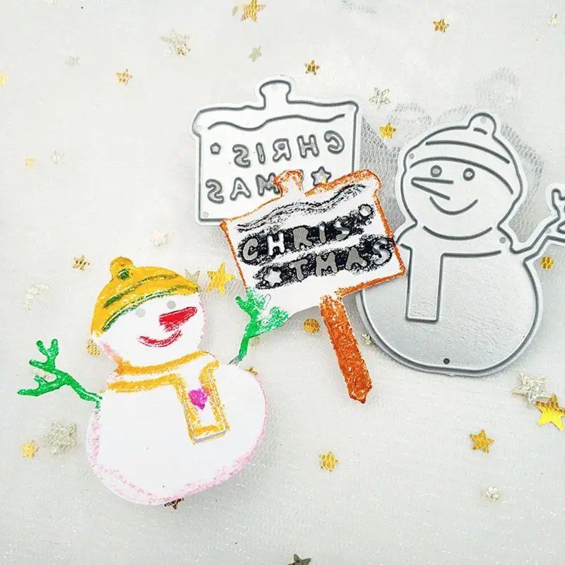 

Snowman Signage Metal Cutting Dies Stencil DIY Scrapbooking Album Stamp Paper Card Embossing Craft Decor