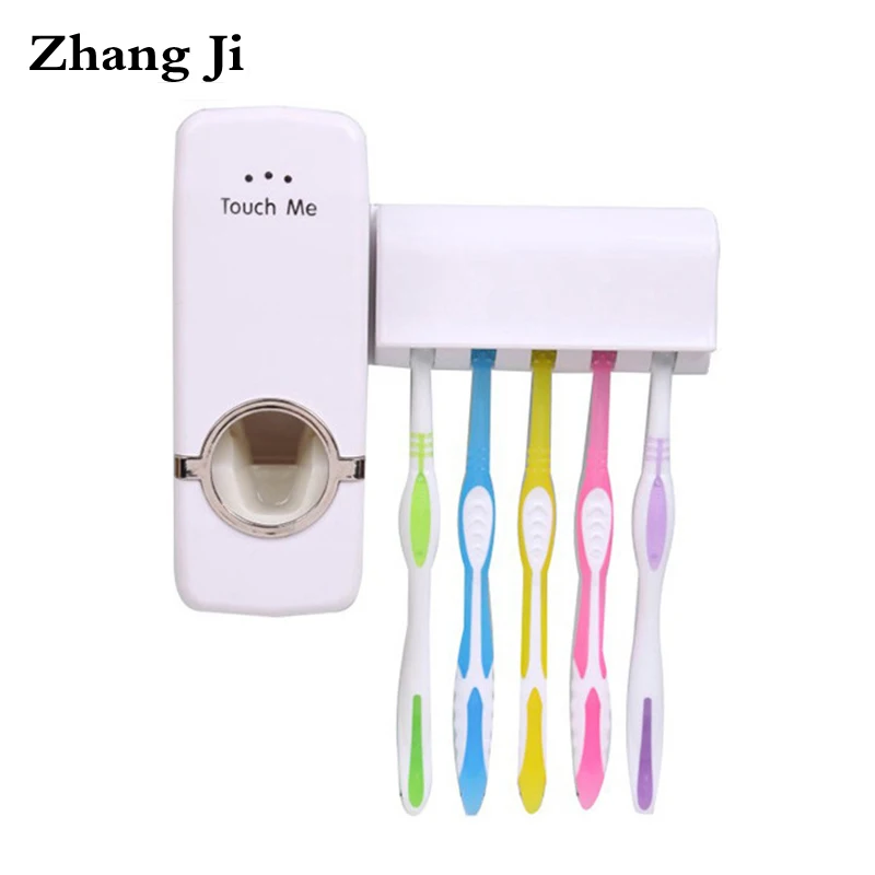 

Bathroom Toothbrush Holder & Automatic Toothpaste Dispenser Set 5 Slots Toothbrush Stand Home Wall Mounted Rack Free Shipping