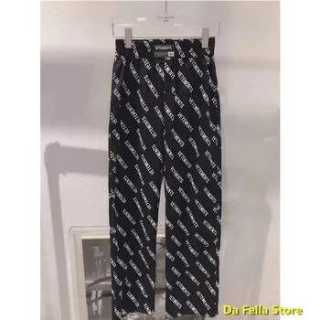 

Vetements Full Logo Pants 2020 Men Women Casual Vetements Straight Pants 1:1 High Quality Fabric VTM Trousers Letters Print