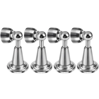 

Door Stopper, Magnetic Door Stop 4 Pack, Soft-Catch Magnetic Door Catch, Door Hold Open, Stainless Steel, Brushed Satin Nickel C
