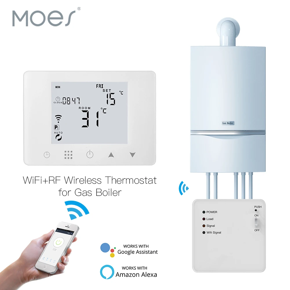 WiFi Smart Thermostat Wall-Hung Gas Boiler Heating Temperature Controller Work with Alexa Google Home