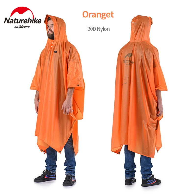 Orange-20D-Nylon Naturehike Открытый дождевик 3 в 1 Многофункциональный дождевик непромокаемый портативный используется для коврики Палатка Туризм путешествия Кемпинг Рыбалка - Цвет: Orange-20D-Nylon