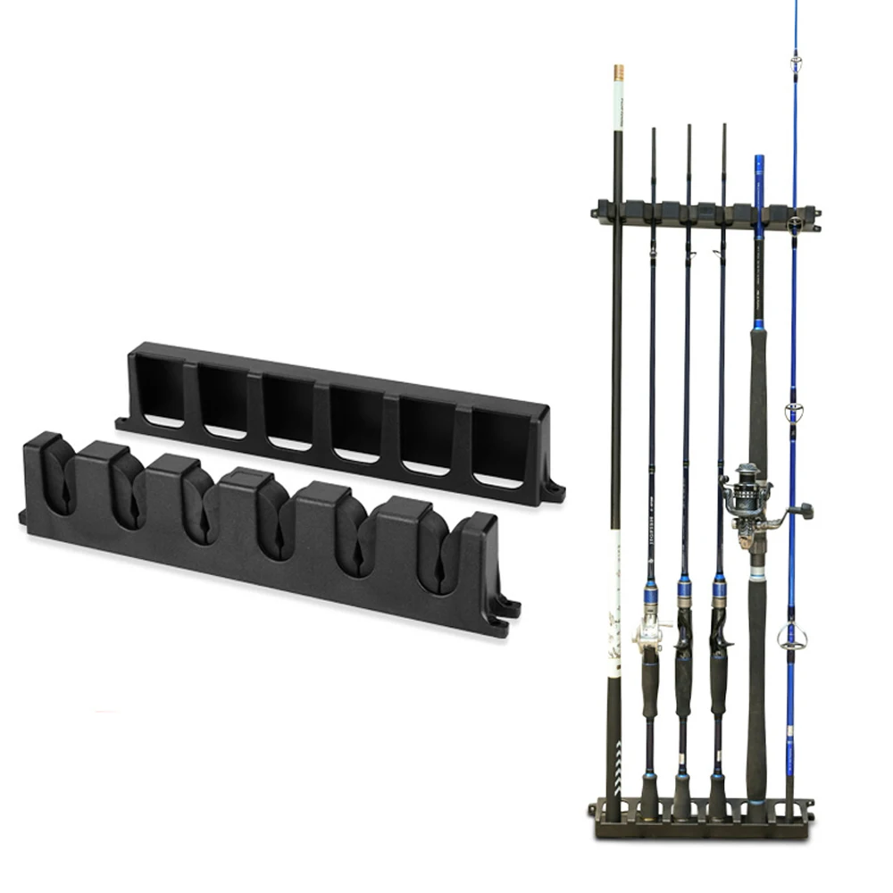 Wall Fishing Rod Showed Rack Pole Storage Holder Vertical Fishing Pole  Stand Bracket Organizer Garage Wall Mount Rack Tool 2Size