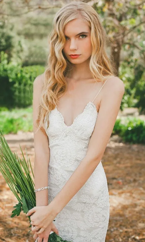 

vestido de noiva Gorgeous Lace 2018 Spaghetti Strap Sleeveless Mermaid Court Train Backless bridal gown bridesmaid dresses