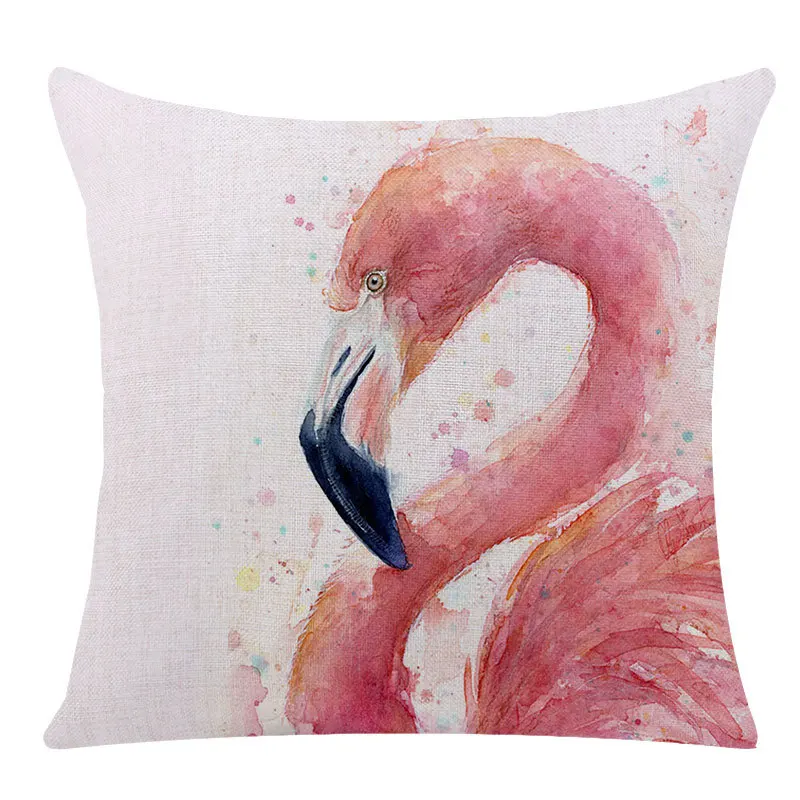 

Creative Pink Flamingo Linen Printed Pillowcase Cushions Decorative Pillow Home Decor Sofa Pillows 45*45cm
