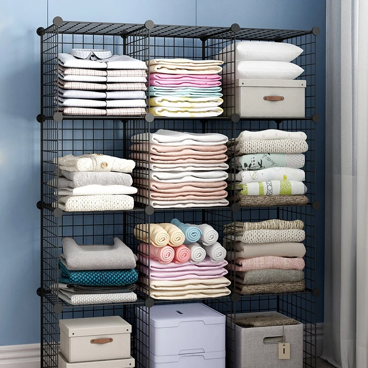  Wardrobe Iron Art Layered A Partition Bedroom Shelf Wardrobe Clothes Admission Artifact Arrangement - 4000385793234