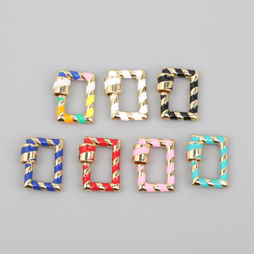 

10pcs/Lot 13X19mm Rainbow Enamel Rectangle Screw Clasps Lock Carabiner Connector Clasps For DIY Necklace Making YLDZ-11ABI