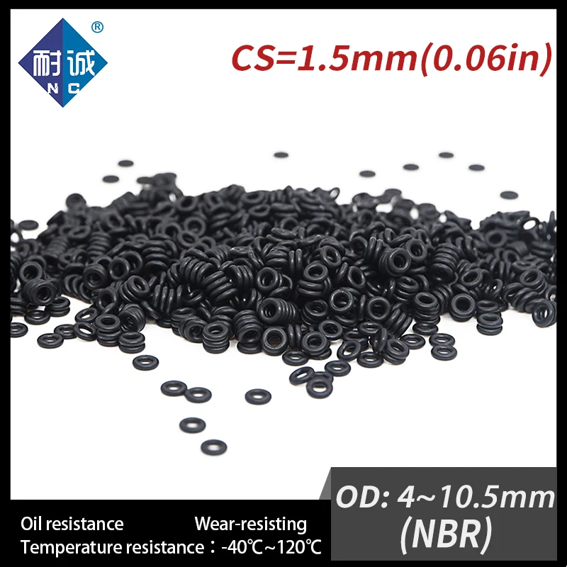 300 개/몫 고무 검정색 NBR CS1.5mm OD4/4.5/5/5.5/6/6.5/7/7.5/8/8.5/9/9.5/10/10.5mm O 링 가스켓 내유성 방수-.-