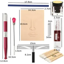 Для начинающих тату набор Перманентный макияж набор для бровей 3D практика кожа чернила кольцо чашка ручка-держатель игл набор красоты Набор начинающих инструменты