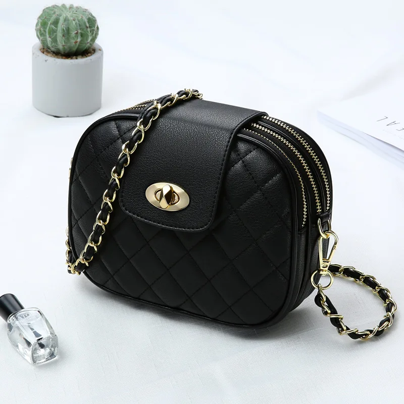 

WOMEN'S Bag 2019 New Style Genuine Leather Rhombus Korean-style Versatile Shoulder Bag Chain Bag Small Bag Shoulder Bag Fashion