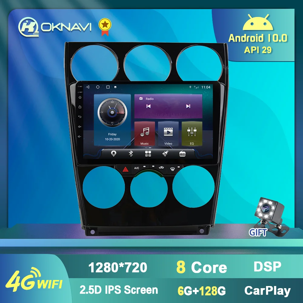 Автомагнитола для Mazda 6 мультимедийный DVD-плеер с GPS-навигацией 6G 128G типоразмер 2DIN