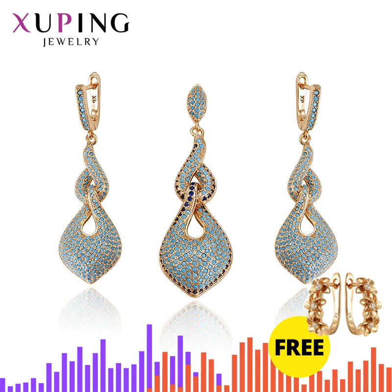 Comprar 11,11 Xuping moda elegante conjunto de 2 piezas con joyas de Zirconia cúbica sintética para mujer regalo de Halloween S61.2 64217