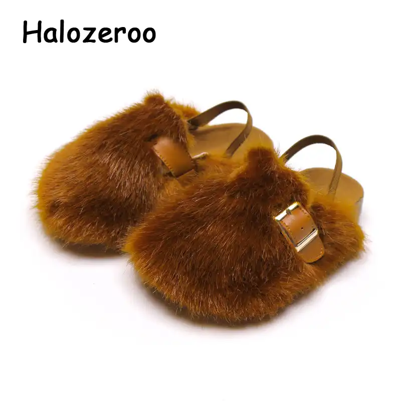 kids fur mules