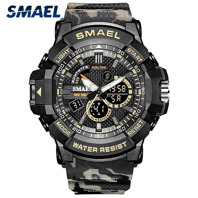 

Watches Men's SMAEL 2020 New Fashion Dual Display Electronic Quartz Wristwatches Relogio Masculino 1809B Digital Military Watch