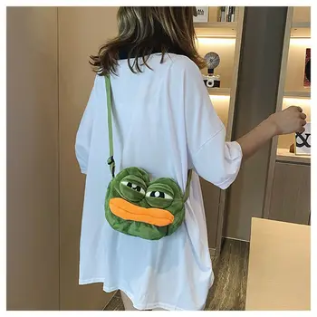 

3D Sad Frog Shoulder Bag Cute Animal Cosplay Anime Green Women Funny Messenger