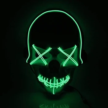 

EL Wire Death Skull Shape Face Mask Luminous Lighted Up Glowing Scary Masks Halloween Ball Party Cosplay Costume Props Tools