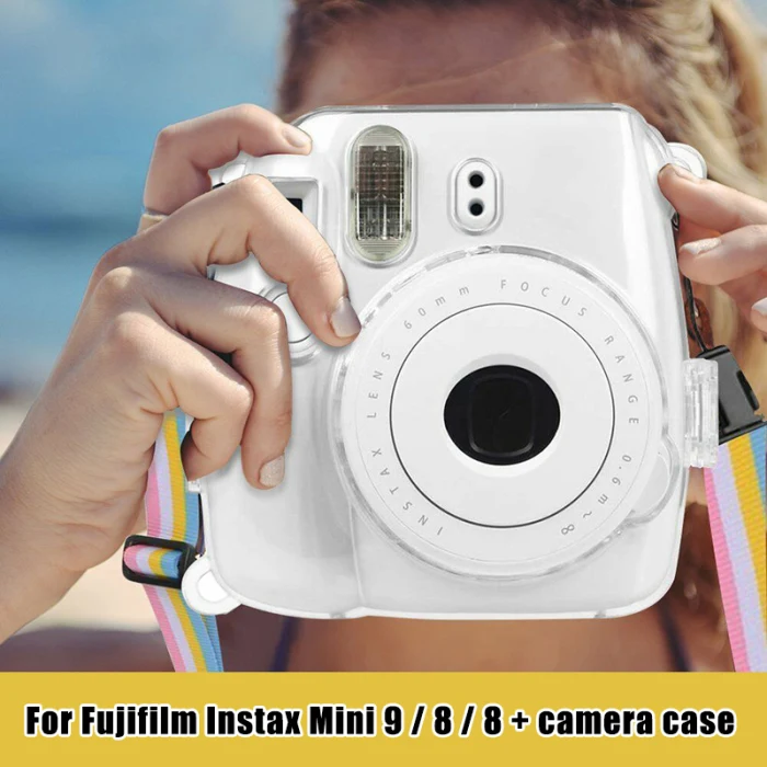 Камера чистой твёрдой ПВХ чехол с крышкой с ремешком для Fujifilm Instax Mini 9/8/8+ GK99