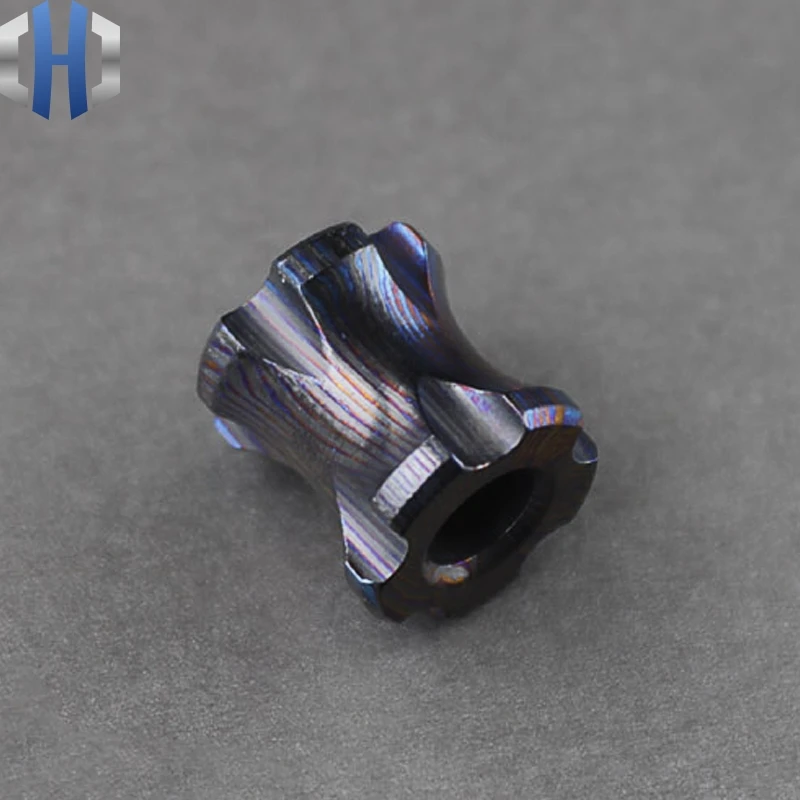 

Damascus Titanium Knife Beads EDC Paracord Beads