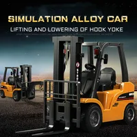 Huina 577 RC Alloy Forklift Truck With Trailer Lights Simulation Lifting Crane Children's Toy Engineering Vehicle Model Boy Gift 1