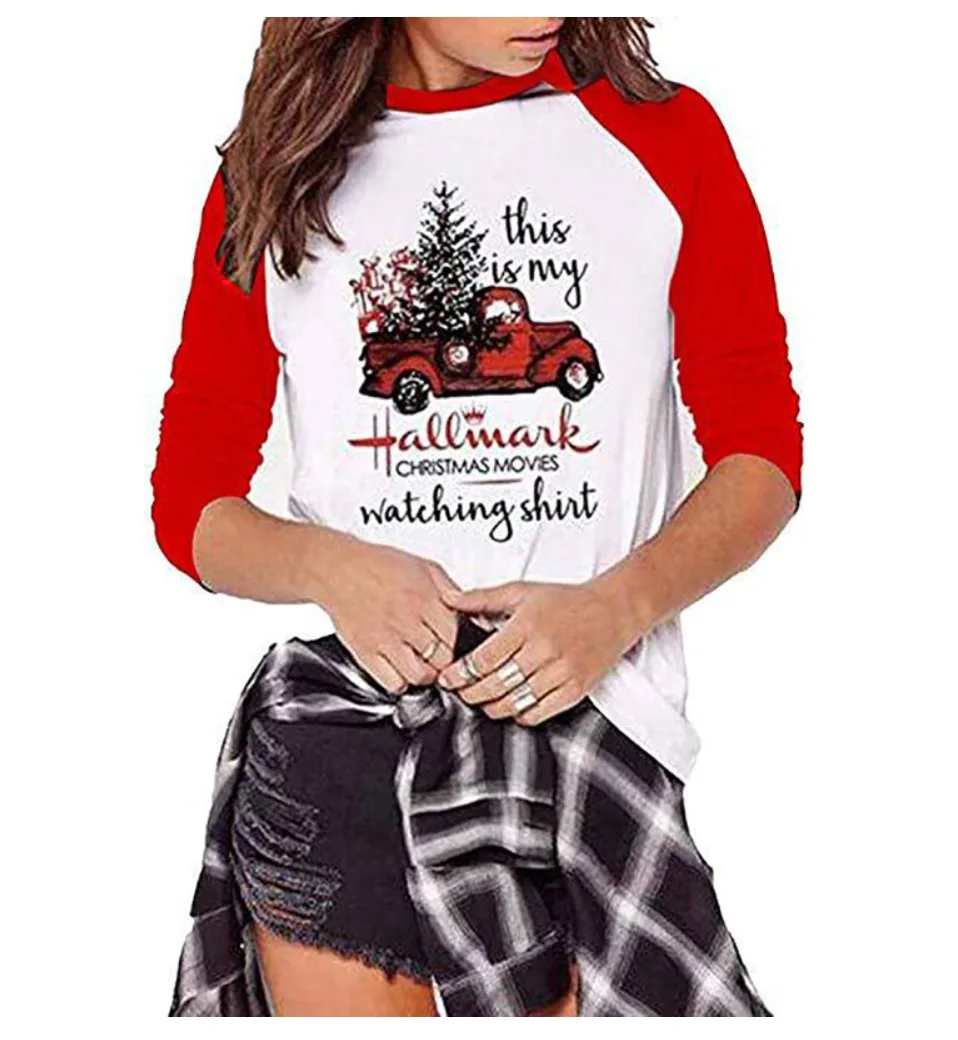 Горячая Распродажа, модные футболки с круглым вырезом и надписью This Is My Hallmark Christmas Movies Watching, футболки с машинками, рождественские женские футболки