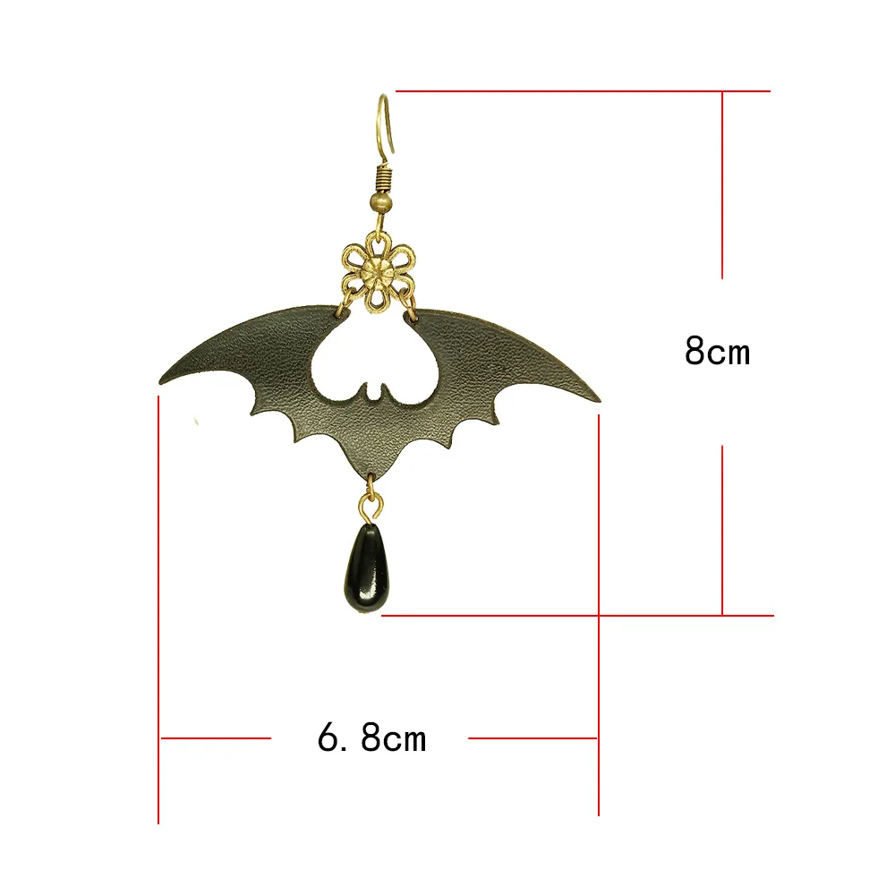 Doreen Box Мода Хэллоуин личности сережки «летучая мышь» творческие серьги в готическом стиле женские черные кожаные летучие мыши серьги животных, 1 пара