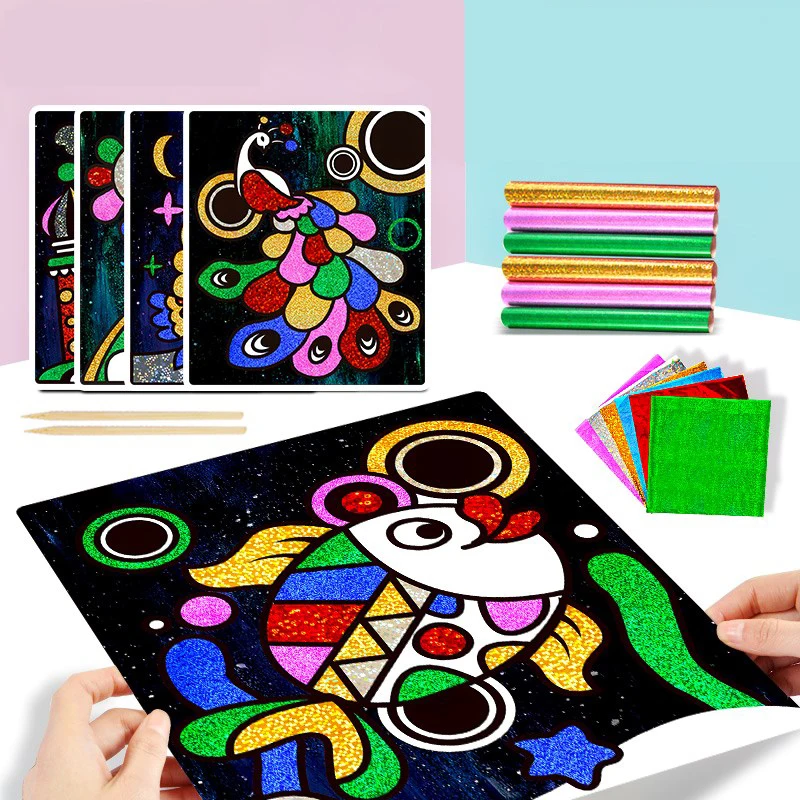 Greatest  Color Glitter Paper Magic Art Painting Drawing Toys Kids Coloring DIY Crafts Learning Education Col