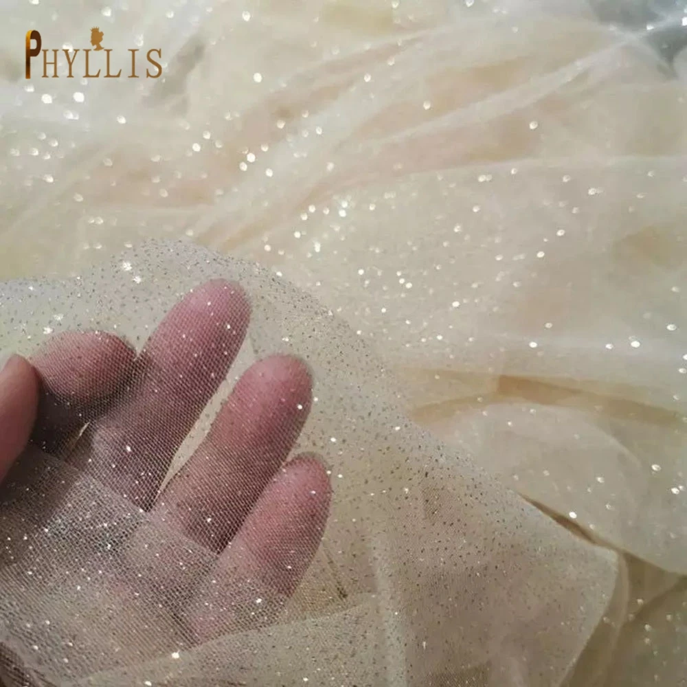 B61 5 Yards Bling Wedding Veil Champagne Tulle with Gold Dotted Glitter for Bride White Shiny Veil Soft Single  Sparkly Veil