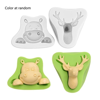 

2Pcs 3D Christmas Hippo and Elk Mold Silicone Cartoon Deer Hippopotamus Epoxy Resin Casting Mold Jewelry Making Tools