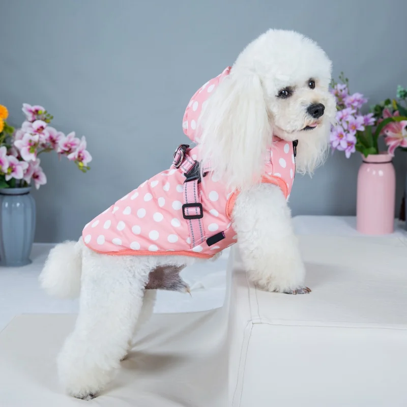 Waterproof Dog Coat Winter Pet Dog Clothes Dot Pattern Small Large Dog Jacket Chihuahua Yorkie Thicken Clothing With Harness #