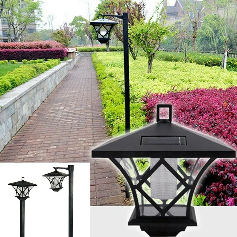 Lámpara LED alimentada por energía Solar, farol tradicional de 1,5 M para decoración de jardín