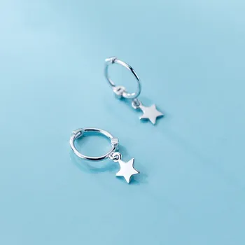 

Girls 925 Sterling Silver Small Star Pendant Hoops Piercing Earrings Rose Gold Color Plated Ear Rings Earings Jewelry for Women