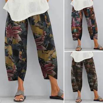 

Vintage Printed Harem Pants Women's Spring Trousers ZANZEA 2020 Casual Elastic Waist Long Pantalon Palazzo Plus Size Turnip 5XL