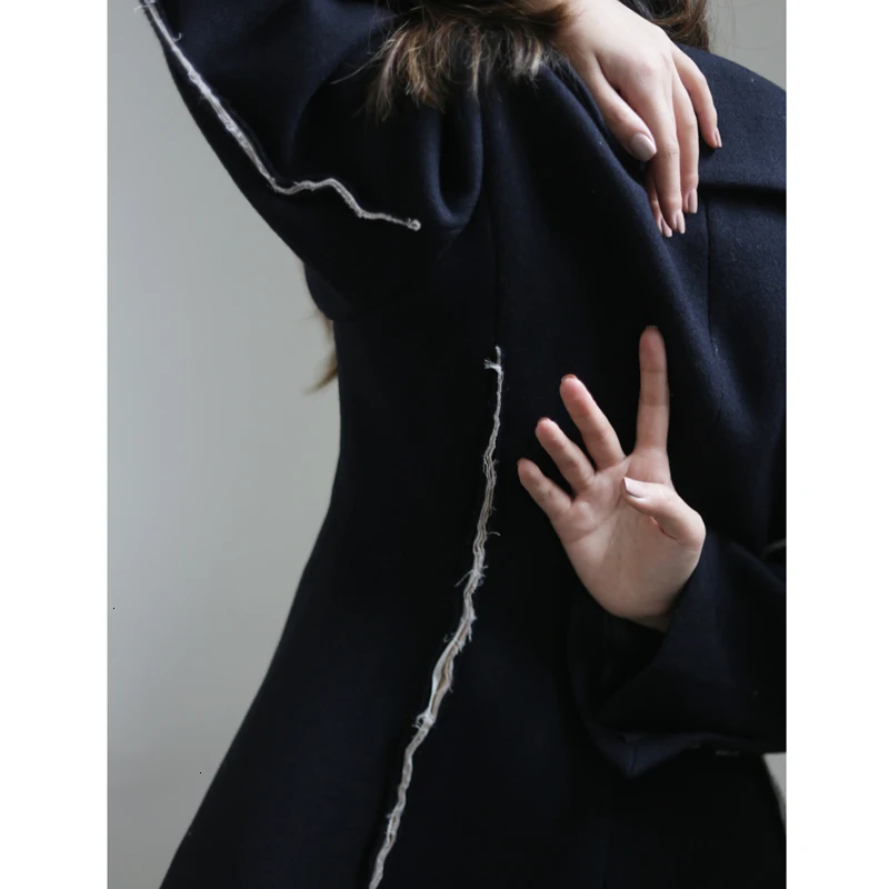 Модная уличная одежда с отложным воротником, однобортное лоскутное женское свободное короткое пальто, Осень-зима, новая одежда TD633