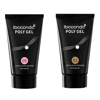 

Ibcccndc 2 Pcs 30ML Poly Gel Long-Lasting Finger Nail Crystal Jelly Camouflage UV Lamp Extension Gel UV&Led Lamp Acrylic, 05 & 0