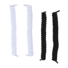 2 пары эластичных шнурки без завязок для детей и взрослых, кудрявые обувные шнурки для шнуровки-черные и белые-12,5 см до 108 см длиной