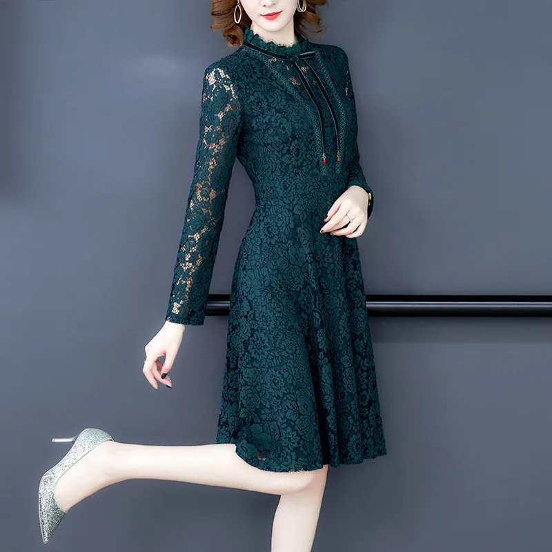 

Large Austrian Lace Skirt WOMEN'S Dress Spring Clothing 2020 New Style Retro Elegant Lady Dress High-End Western Style