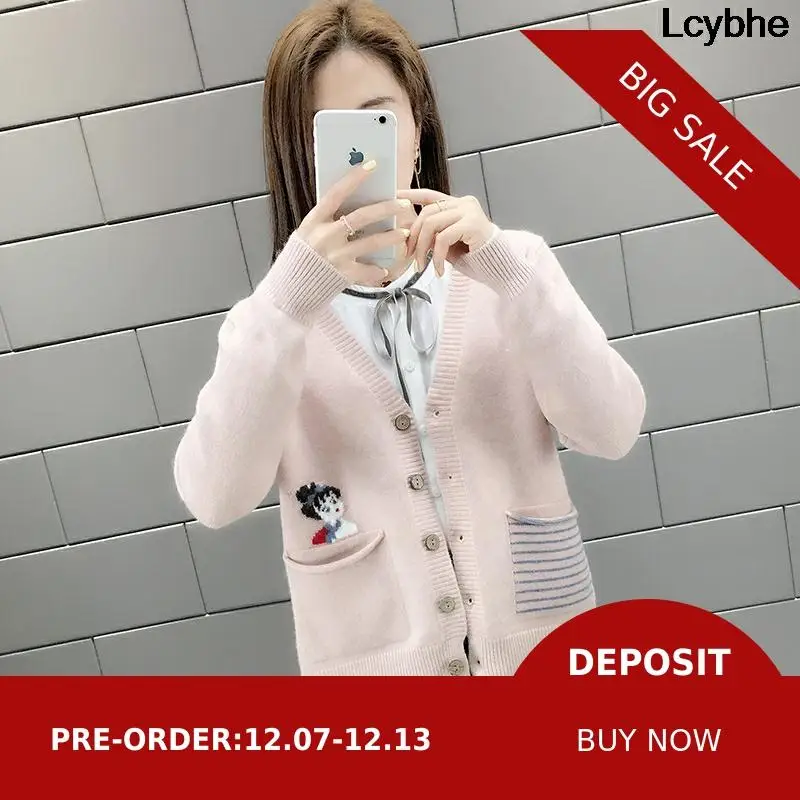 Женский свитер куртка весна и осень 2019 новый стиль короткая Корейская версия