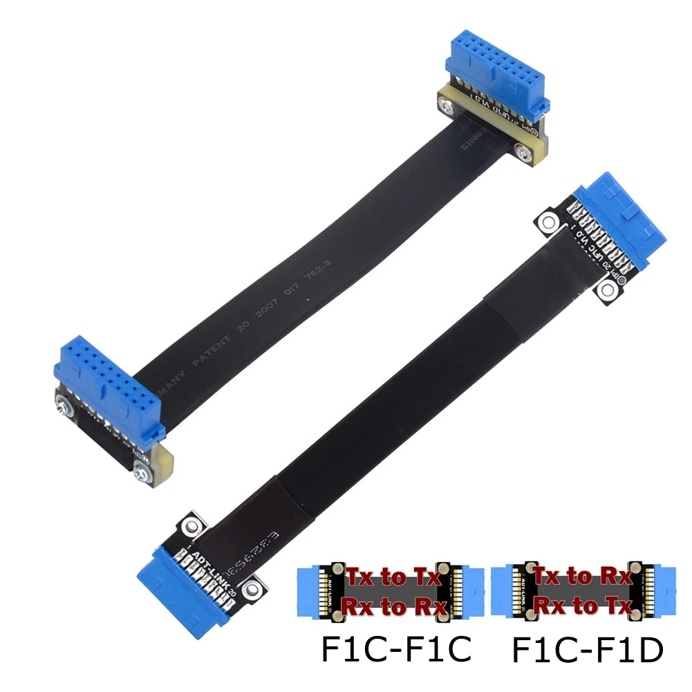 Dual Male Right Angle Internal 3.0 19pin/20pin Motherboard Front Signal Swap Direct Connection Extension Flat Cable - Pc Hardware Cables & Adapters - AliExpress
