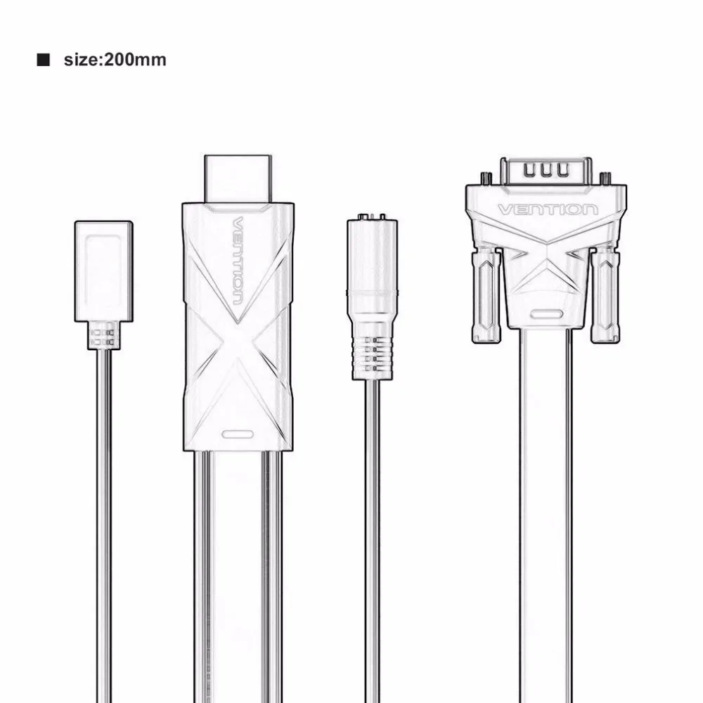 Vention HDMI к VGA конвертер кабель с 3,5 мм аудио адаптер HDMI VGA с питанием 1080P для Xbox 360 PS3 ноутбука тв к проектору