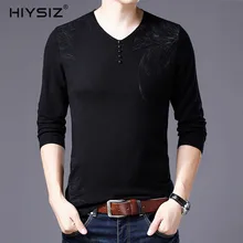 HIYSIZ свитера для мужчин украшение из шерсти украшение цветочный узор Повседневный v-образный вырез уличная осень зима пуловер с длинными рукавами SW026
