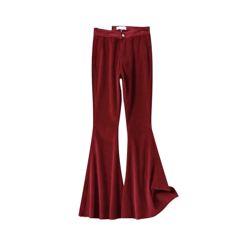 Winered SISPELL Ruched уличные брюки для женщин с высокой талией винтажные длинные женские брюки клёш Осенняя модная одежда Tide - Цвет: Winered