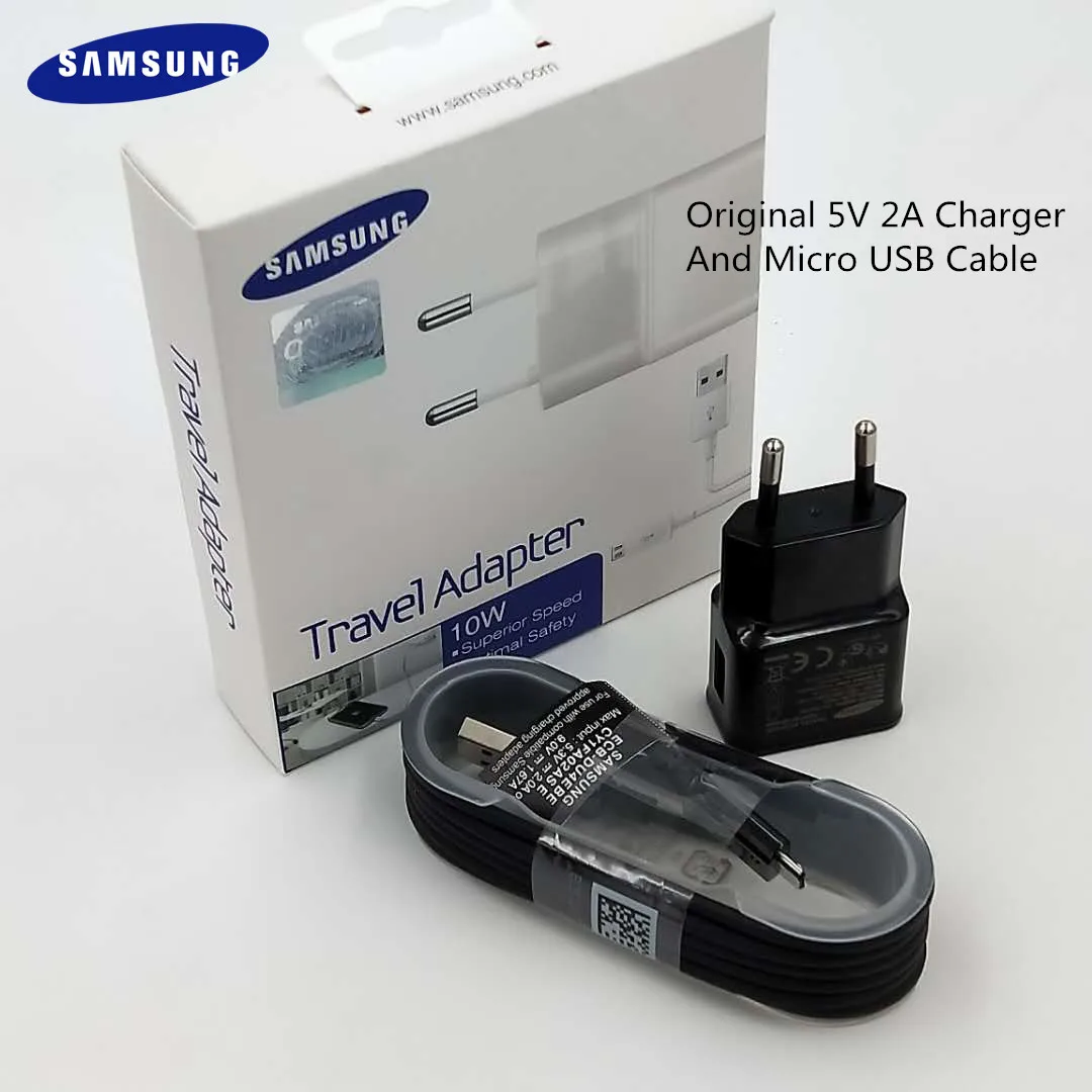 Оригинальное зарядное устройство Samsung Galaxy USB EU 5 в 2A настенный адаптер 1 м/1 м кабель