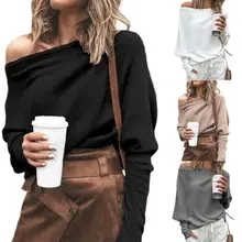 

50% Wholesales Women Sweater Off Shoulder Raglan Sleeve Pullover Knitted All Match One Shoulder Top for Daily Wear