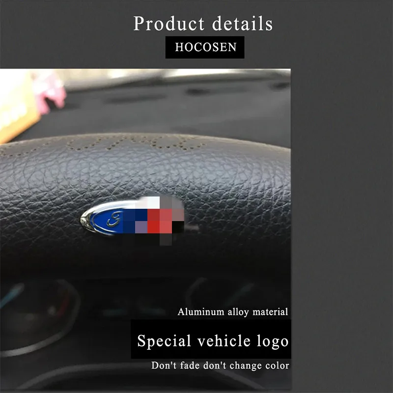 ManH FenT углеродное волокно коровья кожа Чехол рулевого колеса автомобиля для Ford Focus 2 3 MK2 Fiesta Fusion Mondeo MK4 Kuga Ranger F150