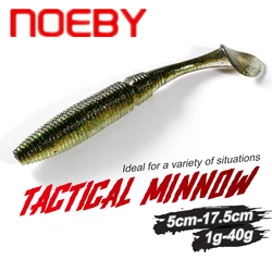 NOEBY – leurre de pêche en Silicone souple, Swimbait, wobbler, queue en T, pour brochet, bar, carpe, 7.5cm, 8.5cm, 10cm, 13cm, 15cm, 17.5cm 