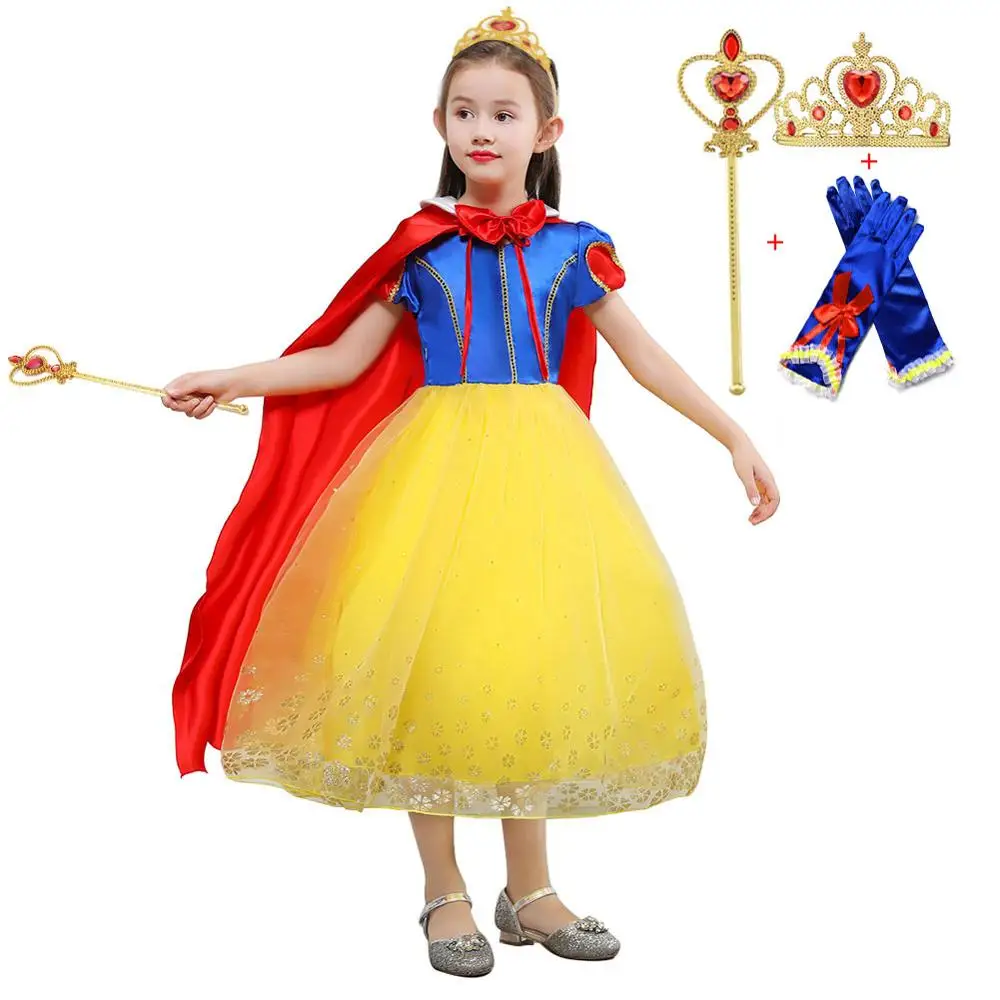 Платья Эльзы для девочек; платье с единорогом; Детский костюм на Хэллоуин; Детские праздничные платья для девочек; платье Золушки; платье принцессы Белоснежки - Цвет: Yellow2